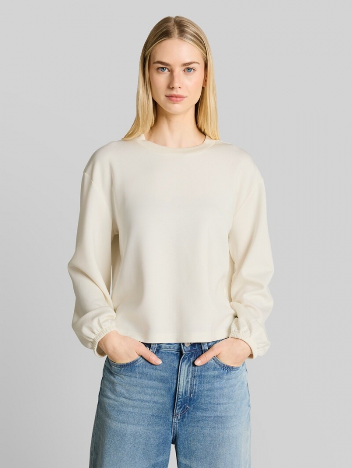 Tom Tailor Loose Fit Scuba Langarmshirt - Off White Tom Tailor Loose Fit Scuba Langarmshirt - Off White