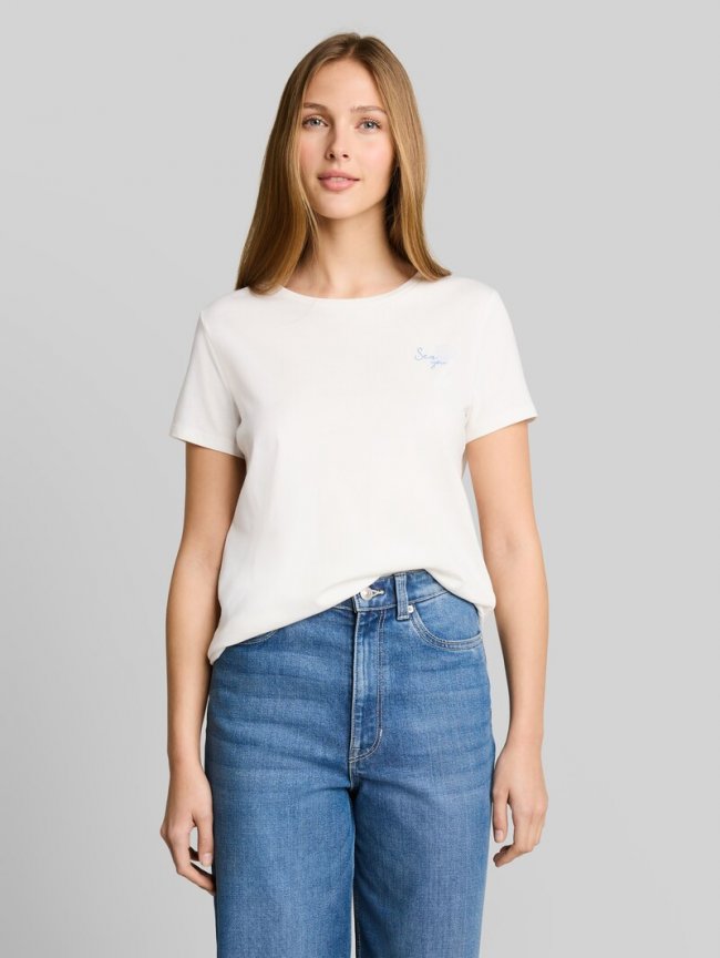 Tom Tailor T-Shirt mit Stickerei - Off White Tom Tailor T-Shirt mit Stickerei - Off White