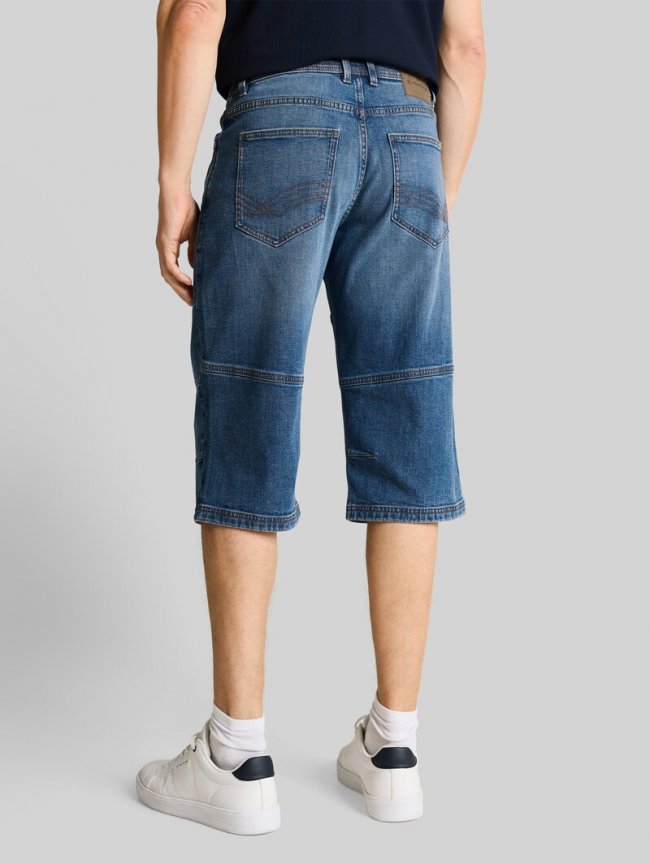 Tom Tailor TTMORRIS RELAXED Overknee Jeans Shorts mit Stretch - Mid Stone Bright Blue Denim Tom Tailor TTMORRIS RELAXED Overknee Jeans Shorts mit Stretch - Mid Stone Bright Blue Denim