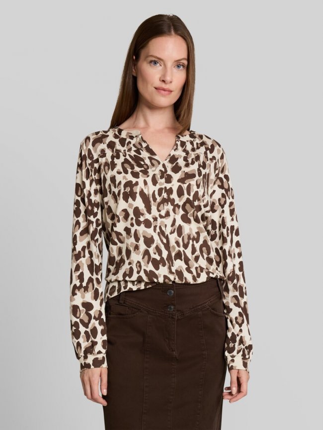 Tom Tailor Blusenshirt mit Muster - Brown Beige Leo Print Tom Tailor Blusenshirt mit Muster - Brown Beige Leo Print