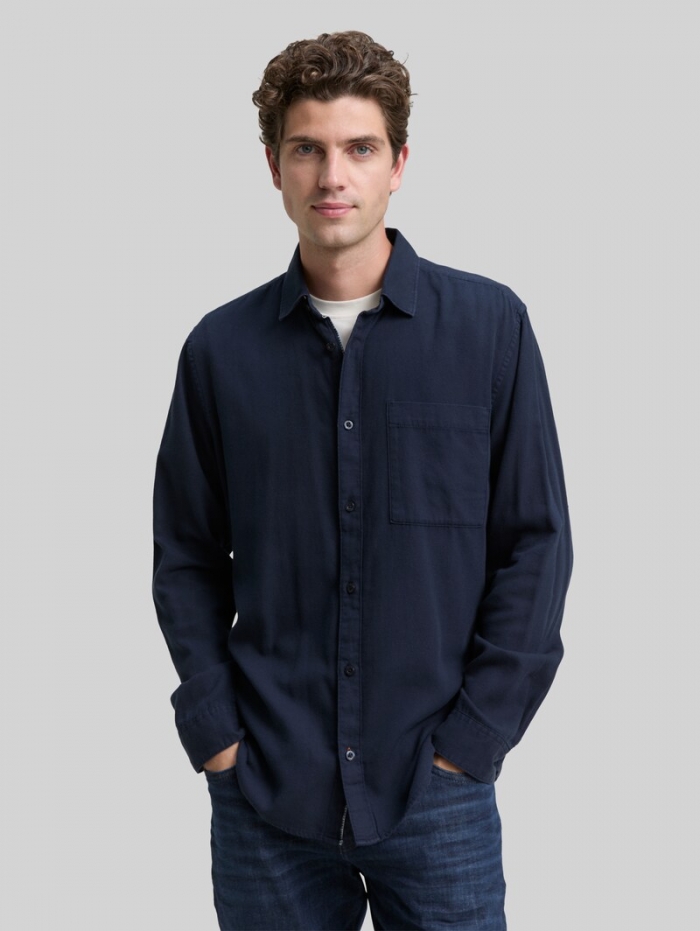 Tom Tailor Regular Fit Hemd aus Baumwolle - Sky Captain Blue Tom Tailor Regular Fit Hemd aus Baumwolle - Sky Captain Blue