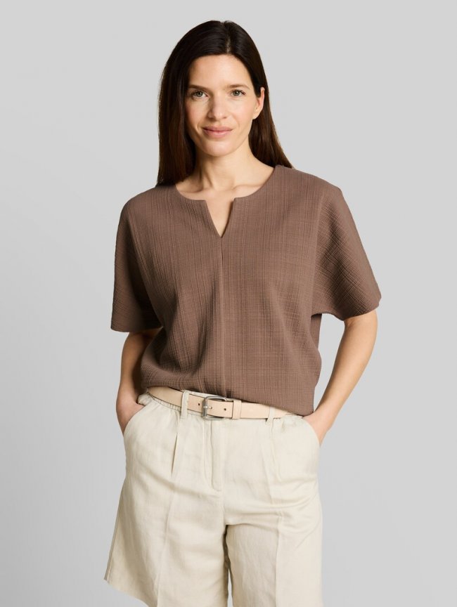 Tom Tailor Jacquard Sweatshirt mit V-Ausschnitt - Taupe Grey Tom Tailor Jacquard Sweatshirt mit V-Ausschnitt - Taupe Grey