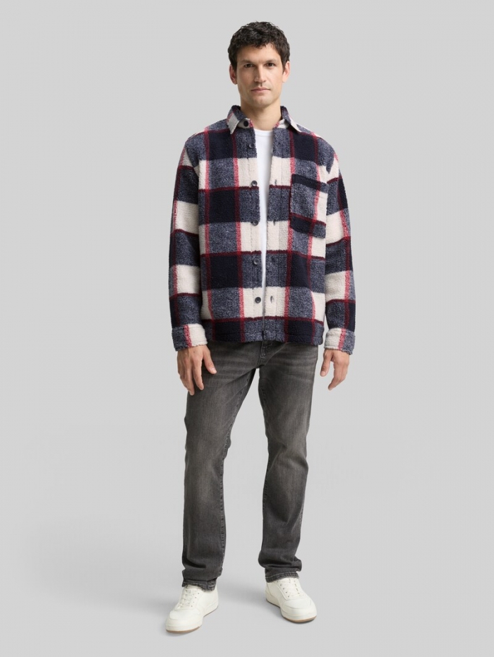 Tom Tailor Teddy Overshirt mit Karomuster - Blue Big Check Tom Tailor Teddy Overshirt mit Karomuster - Blue Big Check