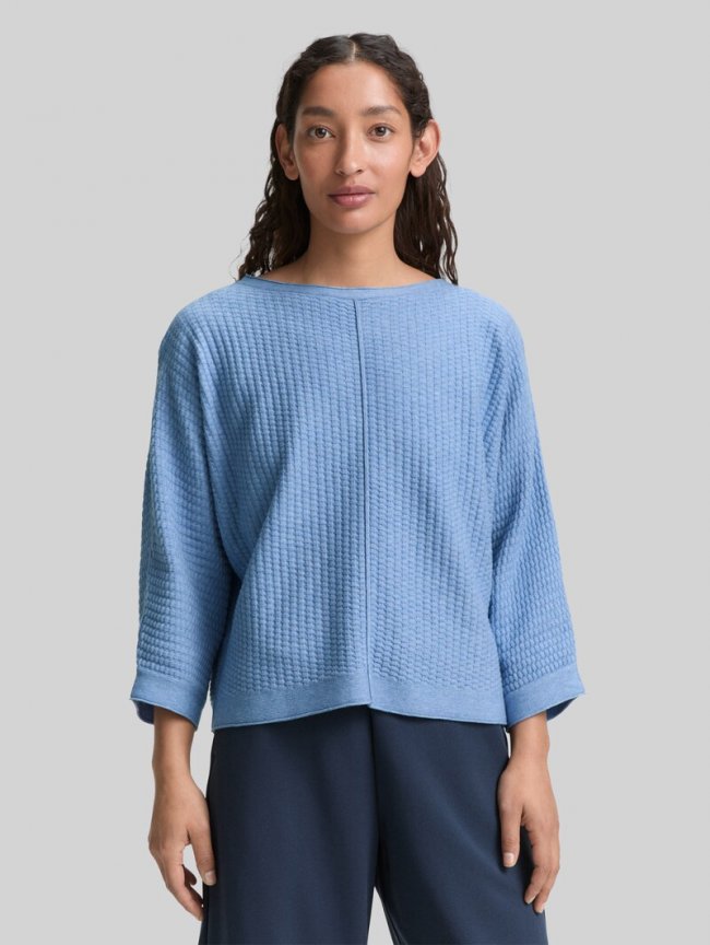 Tom Tailor Loose Fit Strickpullover - Flawless Blue Melange Tom Tailor Loose Fit Strickpullover - Flawless Blue Melange