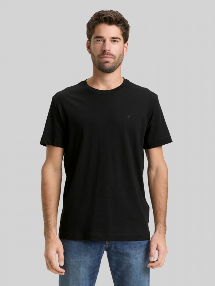 Tom Tailor T-Shirt mit Logo-Stickerei - Black Tom Tailor T-Shirt mit Logo-Stickerei - Black