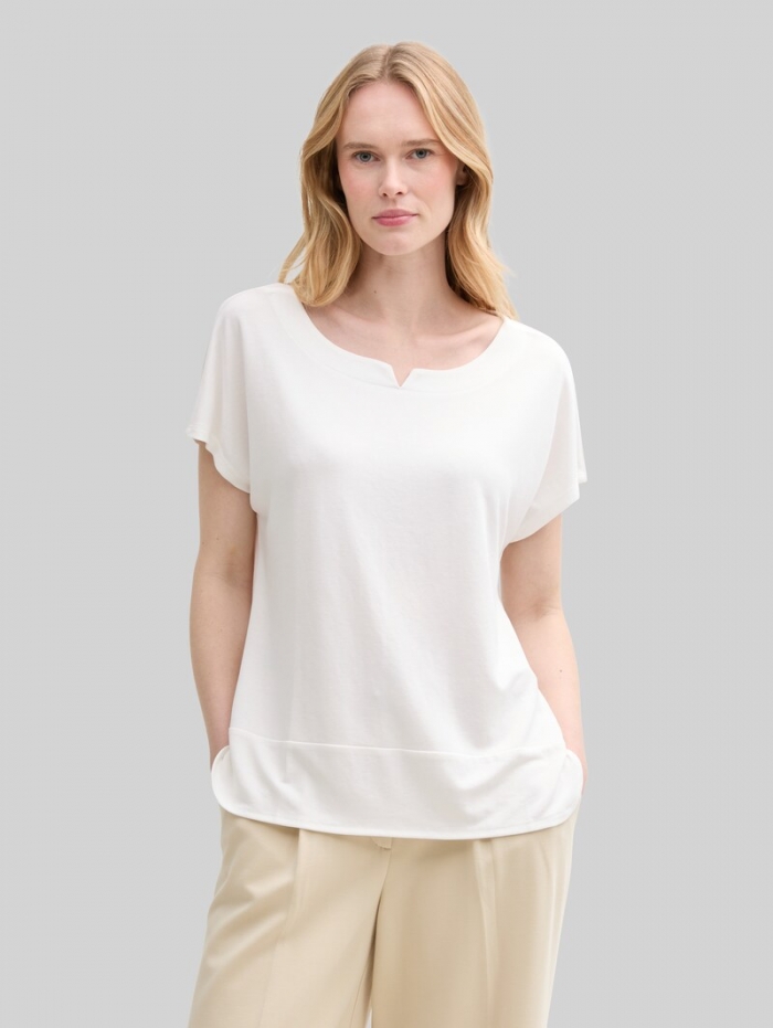 Tom Tailor T-Shirt aus Materialmix - Whisper White