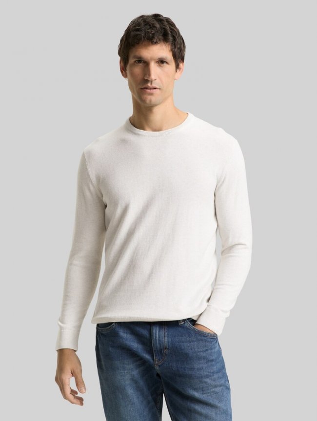 Tom Tailor Basic Strickpullover aus Baumwolle - Soft Vanilla Melange Tom Tailor Basic Strickpullover aus Baumwolle - Soft Vanilla Melange