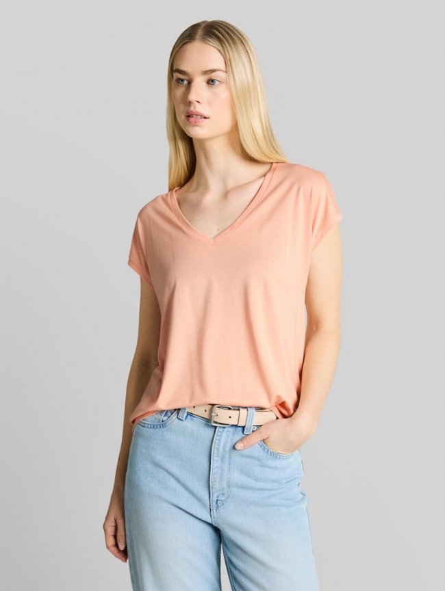 Tom Tailor T-Shirt mit V-Ausschnitt - Orange Parfait Tom Tailor T-Shirt mit V-Ausschnitt - Orange Parfait
