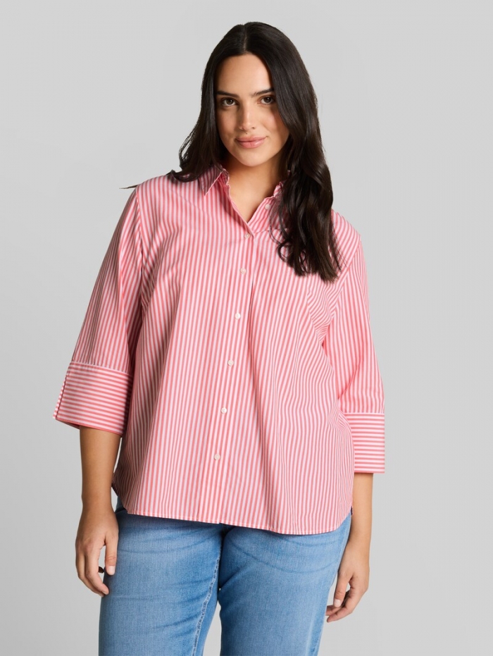 Tom Tailor Plus Size - Hemdbluse mit Streifenmuster - Soft Coral White Thin Stripe Tom Tailor Plus Size - Hemdbluse mit Streifenmuster - Soft Coral White Thin Stripe