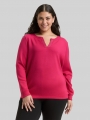 Tom Tailor Plus Size - Scuba Sweatshirt mit Strasssteinen - Dark Pink Tom Tailor Plus Size - Scuba Sweatshirt mit Strasssteinen - Dark Pink