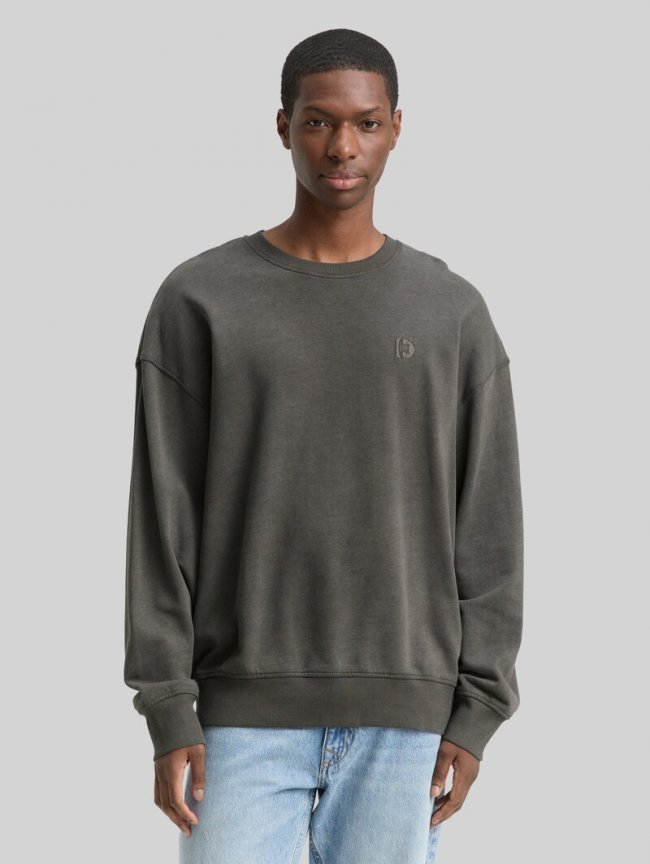 Tom Tailor Relaxed Overdyed Sweatshirt - Black