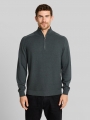 Tom Tailor Troyer Strickpullover aus Baumwolle - Darkest Olive Melange Tom Tailor Troyer Strickpullover aus Baumwolle - Darkest Olive Melange