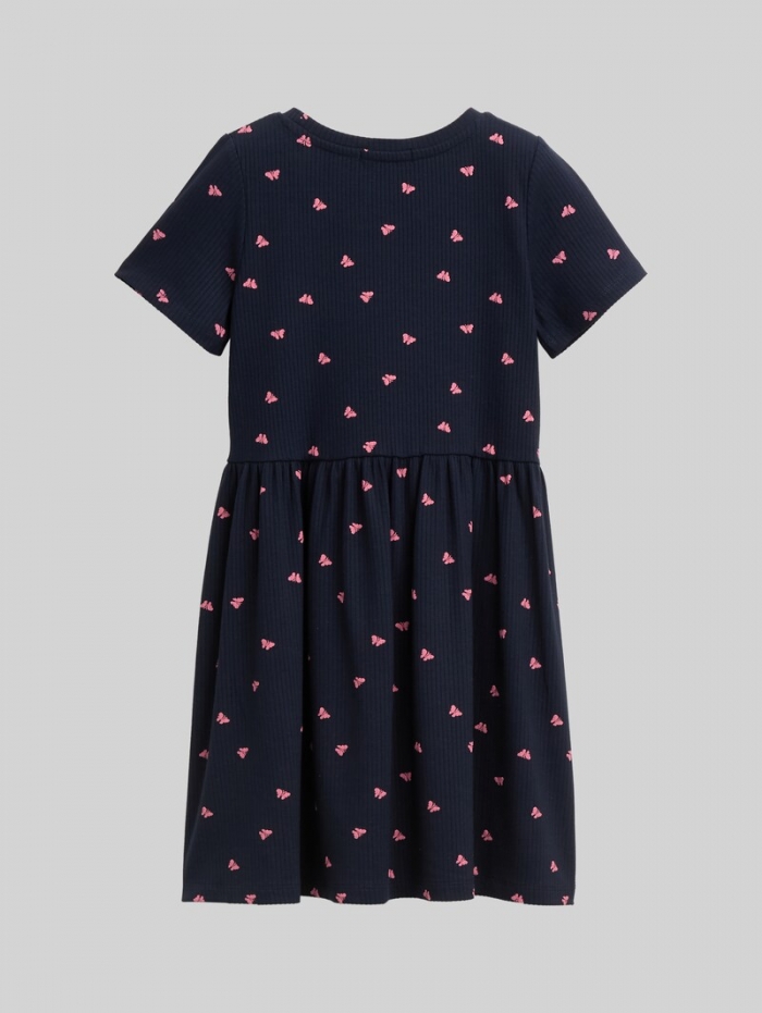 Tom Tailor Mini-Kleid mit Rippstruktur - Dark Blue Pink Butterfly Tom Tailor Mini-Kleid mit Rippstruktur - Dark Blue Pink Butterfly
