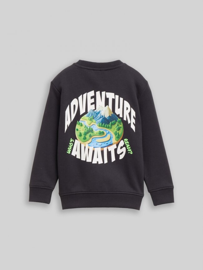 Tom Tailor Sweatshirt mit Print - Coal Grey Tom Tailor Sweatshirt mit Print - Coal Grey
