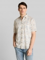 Tom Tailor Comfort Fit Kurzarmhemd mit Muster - Offwhite Structure Design