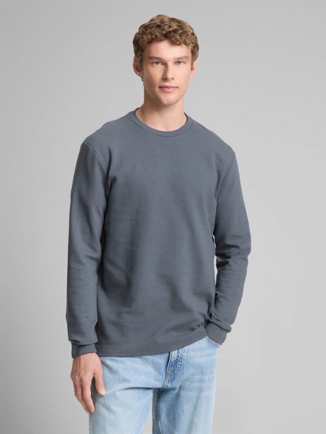 Tom Tailor Langarmshirt aus Baumwolle - Urban Medium Grey Tom Tailor Langarmshirt aus Baumwolle - Urban Medium Grey