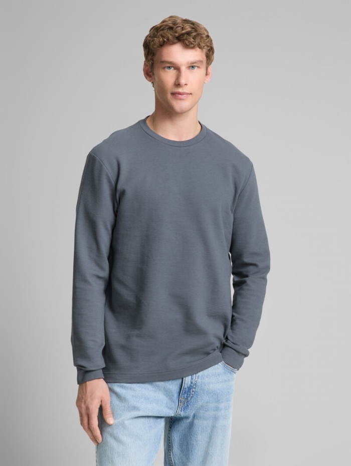 Tom Tailor Langarmshirt aus Baumwolle - Urban Medium Grey Tom Tailor Langarmshirt aus Baumwolle - Urban Medium Grey