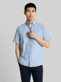 Tom Tailor Regular Fit Kurzarmhemd mit Leinenanteil - Bleeched Blue Design Tom Tailor Regular Fit Kurzarmhemd mit Leinenanteil - Bleeched Blue Design