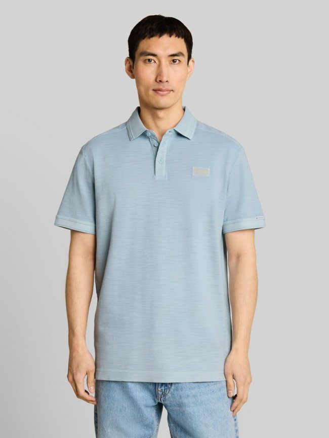 Tom Tailor Piqué Poloshirt mit Logo-Badge - Light Blue Grey Tom Tailor Piqué Poloshirt mit Logo-Badge - Light Blue Grey