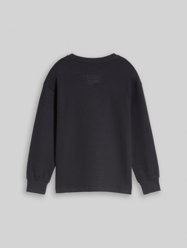 Tom Tailor Oversize Langarmshirt in Strick-Optik - Coal Grey Tom Tailor Oversize Langarmshirt in Strick-Optik - Coal Grey