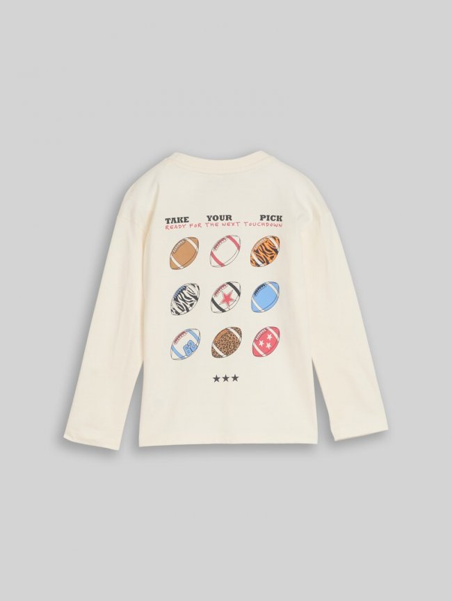 Tom Tailor Oversize Langarmshirt mit Rückenprint - Wool White Tom Tailor Oversize Langarmshirt mit Rückenprint - Wool White