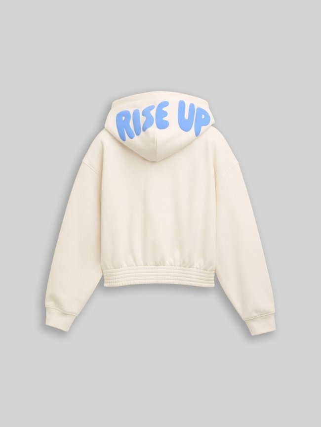 Tom Tailor Cropped Hoodie Sweatshirt mit Print - Gardenia White Tom Tailor Cropped Hoodie Sweatshirt mit Print - Gardenia White