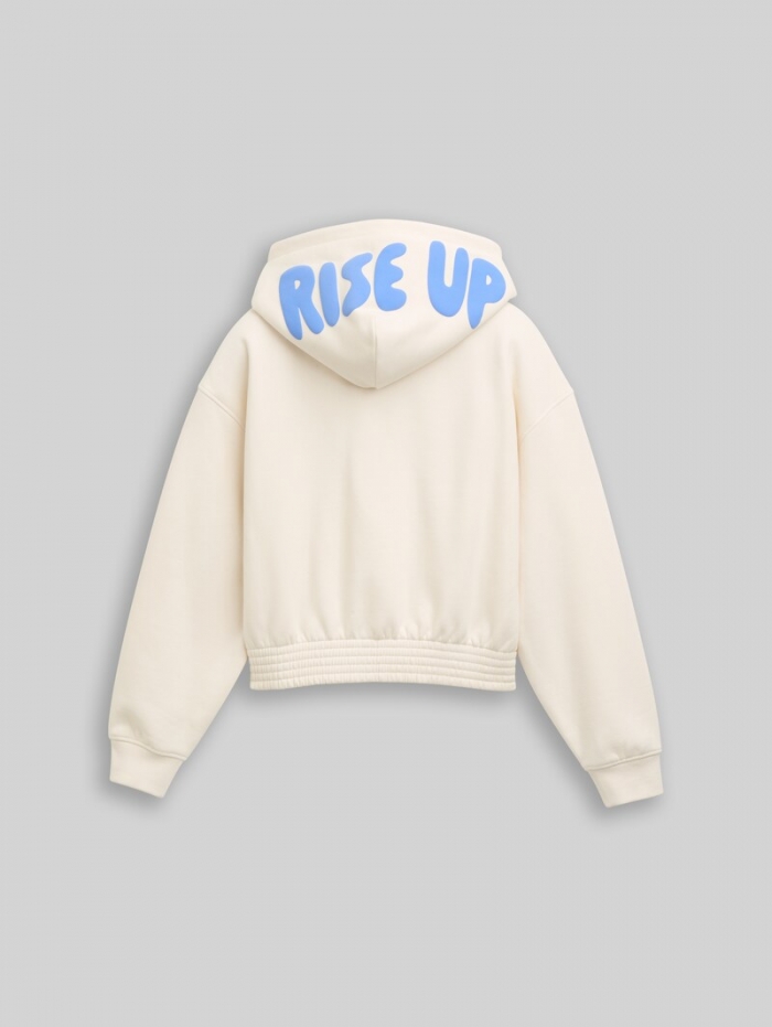 Tom Tailor Cropped Hoodie Sweatshirt mit Print - Gardenia White Tom Tailor Cropped Hoodie Sweatshirt mit Print - Gardenia White