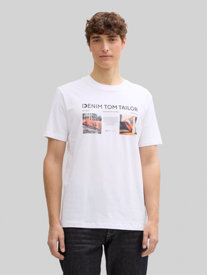 Tom Tailor T-Shirt mit Foto-Print - White Tom Tailor T-Shirt mit Foto-Print - White
