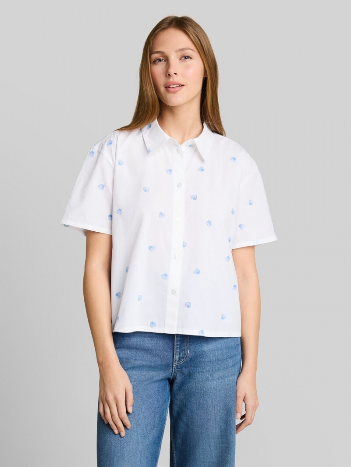 Tom Tailor Boxy Fit Hemdbluse mit Stickereien - White Shell Embroidery Tom Tailor Boxy Fit Hemdbluse mit Stickereien - White Shell Embroidery