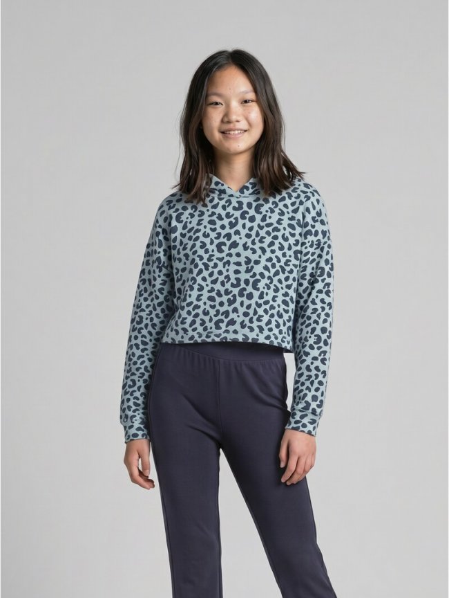 Tom Tailor Cropped Hoodie Sweatshirt - Green Big Leo Design Tom Tailor Cropped Hoodie Sweatshirt - Green Big Leo Design