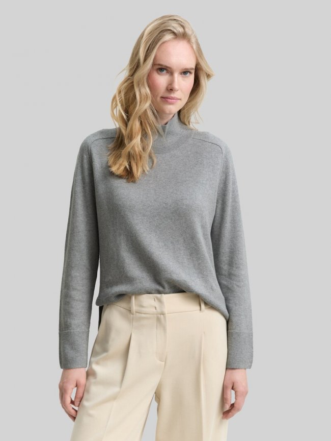 Tom Tailor Strickpullover mit Kaschmir-Anteil - Medium Silver Grey Melange Tom Tailor Strickpullover mit Kaschmir-Anteil - Medium Silver Grey Melange