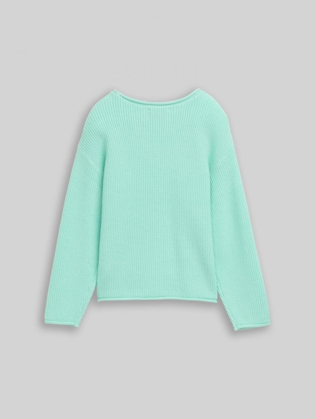 Tom Tailor Cropped Strickpullover mit Rundhalsausschnitt - Light Mint Tom Tailor Cropped Strickpullover mit Rundhalsausschnitt - Light Mint