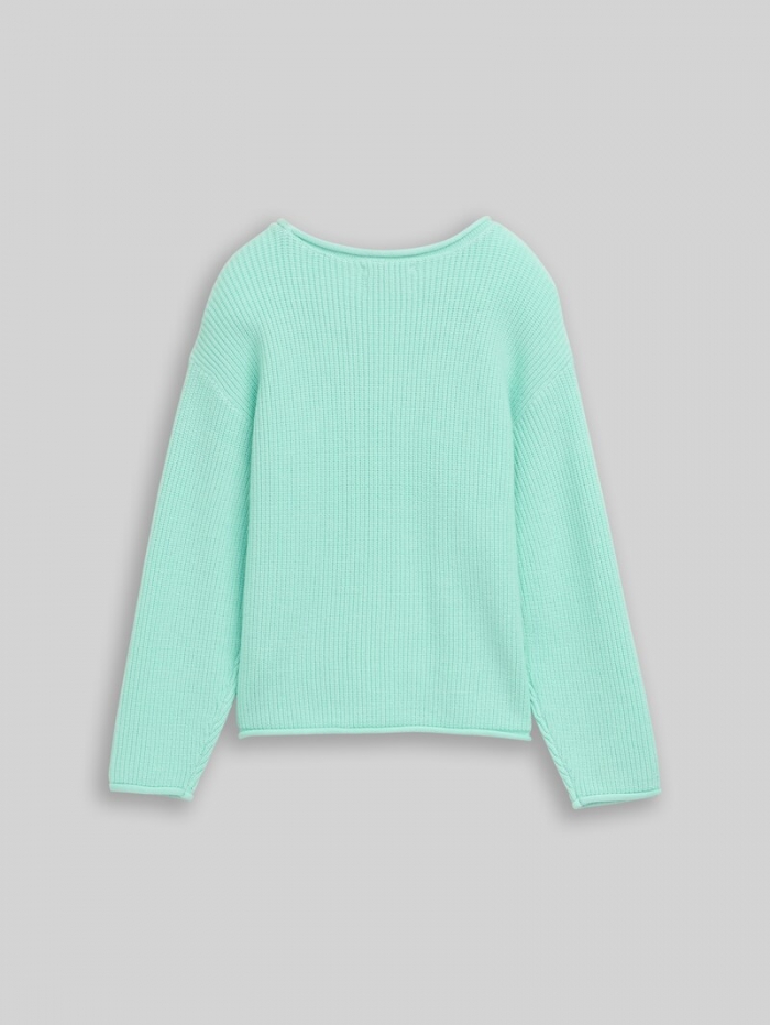 Tom Tailor Cropped Strickpullover mit Rundhalsausschnitt - Light Mint Tom Tailor Cropped Strickpullover mit Rundhalsausschnitt - Light Mint