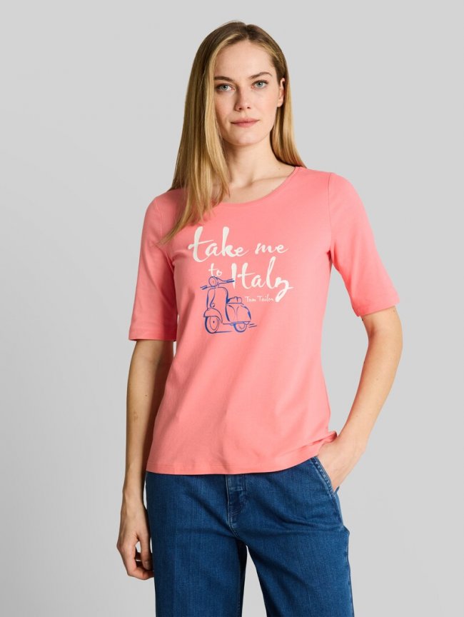 Tom Tailor T-Shirt mit Print - Soft Fuchsia Pink Tom Tailor T-Shirt mit Print - Soft Fuchsia Pink