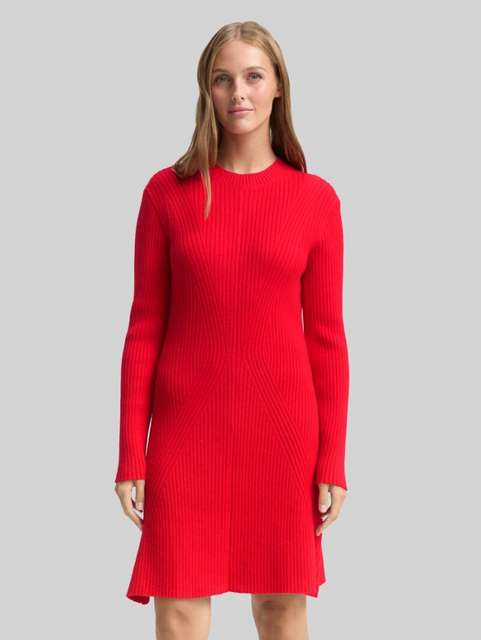 Tom Tailor Fitted Mini-Kleid aus Rippstrick - Brilliant Red Tom Tailor Fitted Mini-Kleid aus Rippstrick - Brilliant Red