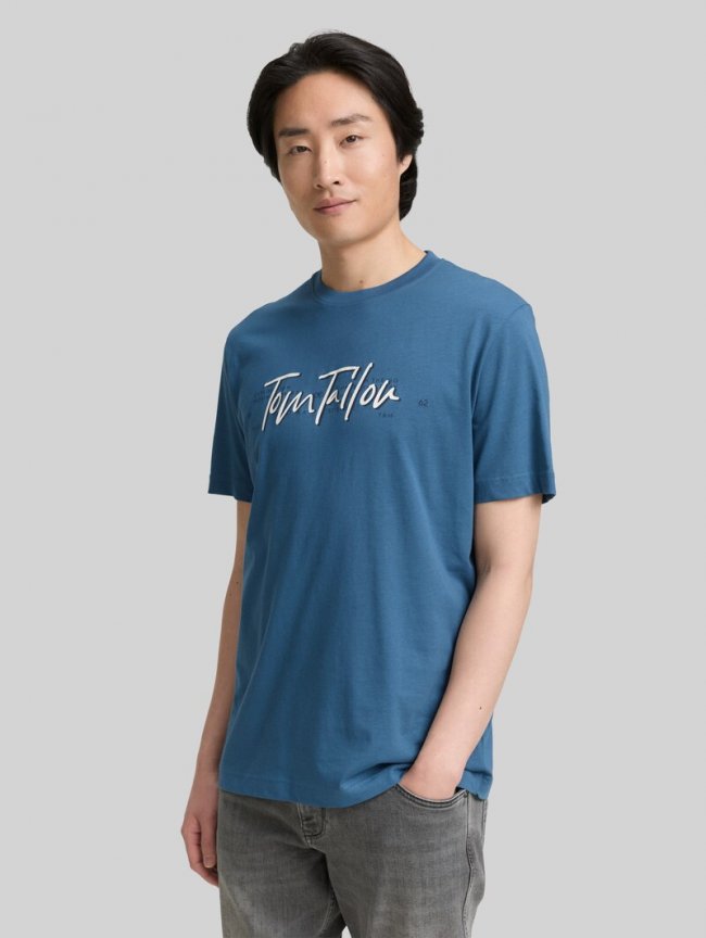 Tom Tailor T-Shirt mit Logo-Print - Real Teal Blue Tom Tailor T-Shirt mit Logo-Print - Real Teal Blue