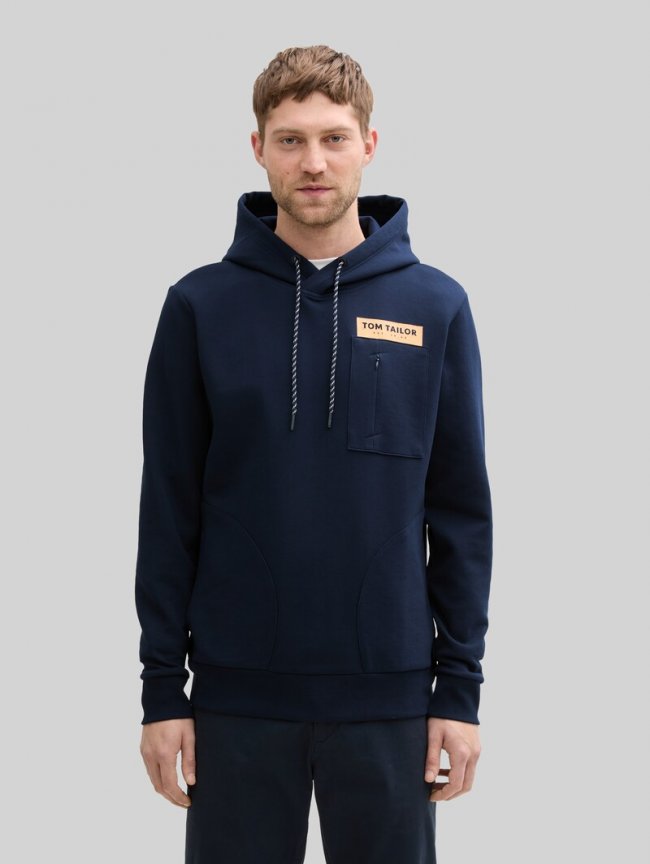 Tom Tailor Hoodie Sweatshirt mit Taschen - Sky Captain Blue Tom Tailor Hoodie Sweatshirt mit Taschen - Sky Captain Blue