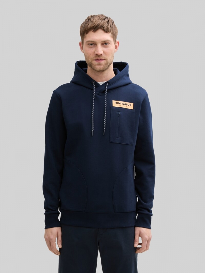 Tom Tailor Hoodie Sweatshirt mit Taschen - Sky Captain Blue Tom Tailor Hoodie Sweatshirt mit Taschen - Sky Captain Blue
