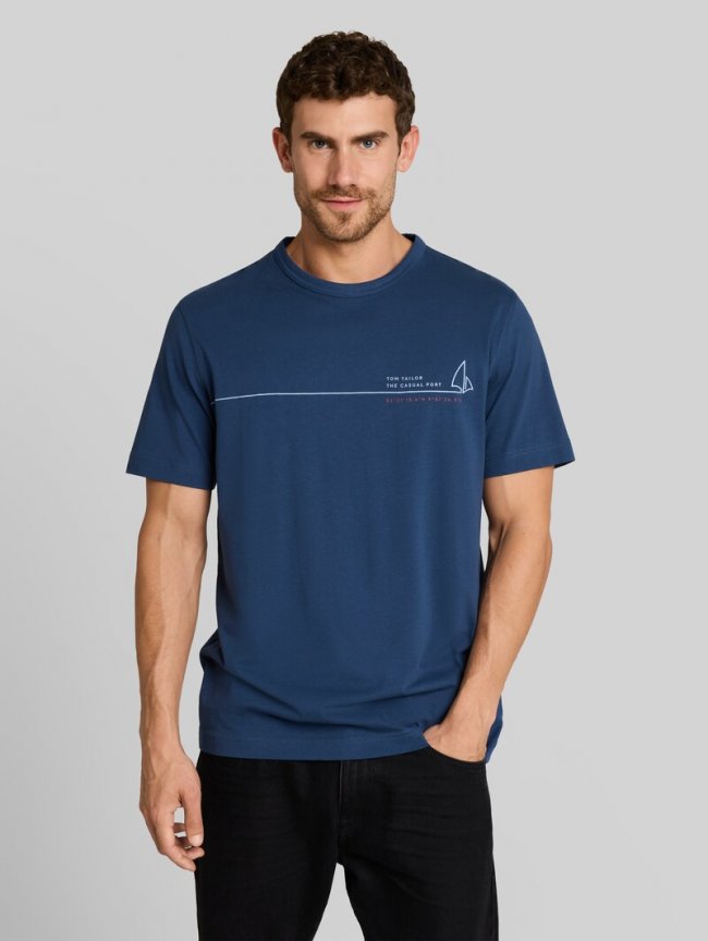 Tom Tailor T-Shirt mit Print - Dark Duck Blue Tom Tailor T-Shirt mit Print - Dark Duck Blue