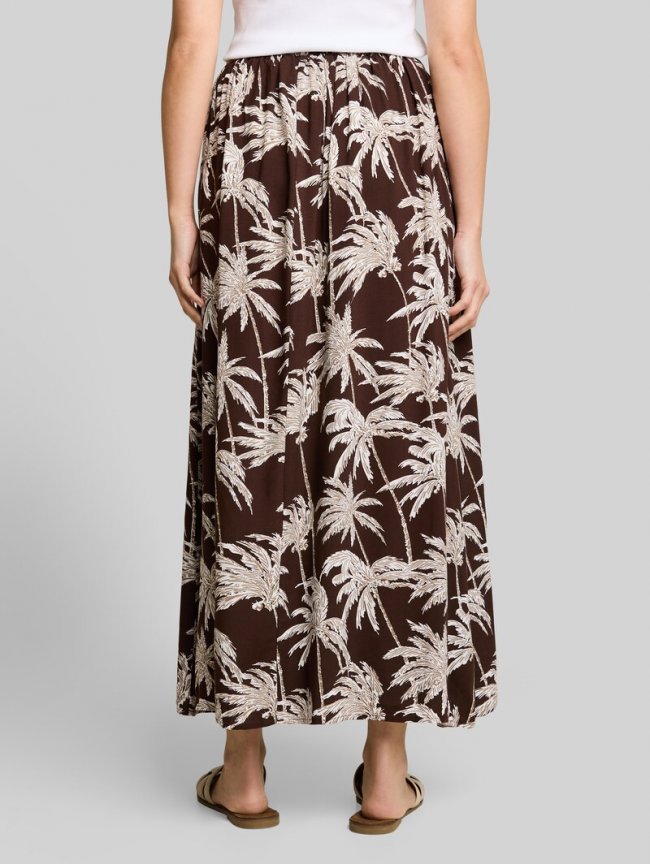 Tom Tailor Maxi-Rock aus Viskose - Brown Palmtree Print Tom Tailor Maxi-Rock aus Viskose - Brown Palmtree Print