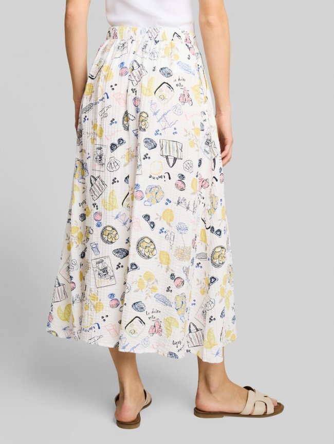 Tom Tailor High Waist Midi-Rock mit Knopfleiste - Summerly Lemon Print Tom Tailor High Waist Midi-Rock mit Knopfleiste - Summerly Lemon Print