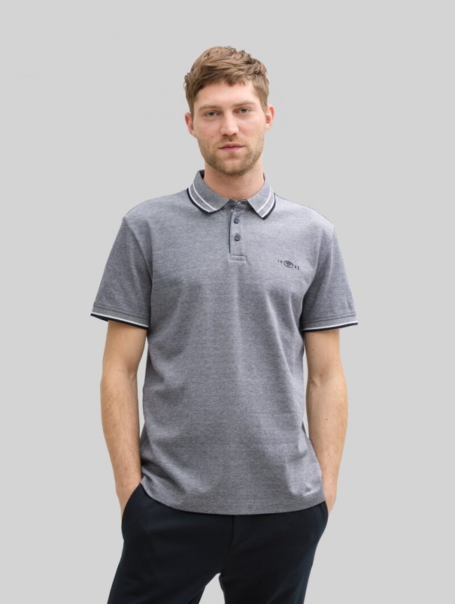 Tom Tailor Piqué Poloshirt mit Stretch - Navy White Two Tone Pique Tom Tailor Piqué Poloshirt mit Stretch - Navy White Two Tone Pique
