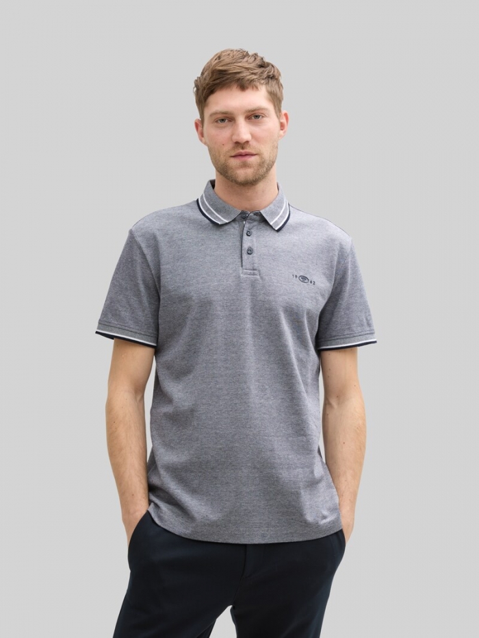 Tom Tailor Piqué Poloshirt mit Stretch - Navy White Two Tone Pique Tom Tailor Piqué Poloshirt mit Stretch - Navy White Two Tone Pique