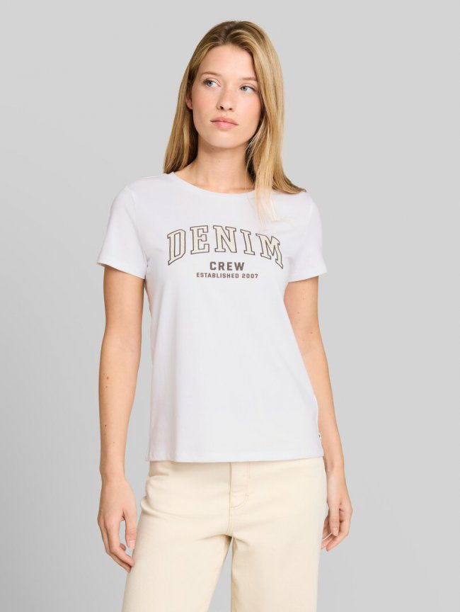 Tom Tailor T-Shirt mit Leo-Print - Bright White Tom Tailor T-Shirt mit Leo-Print - Bright White
