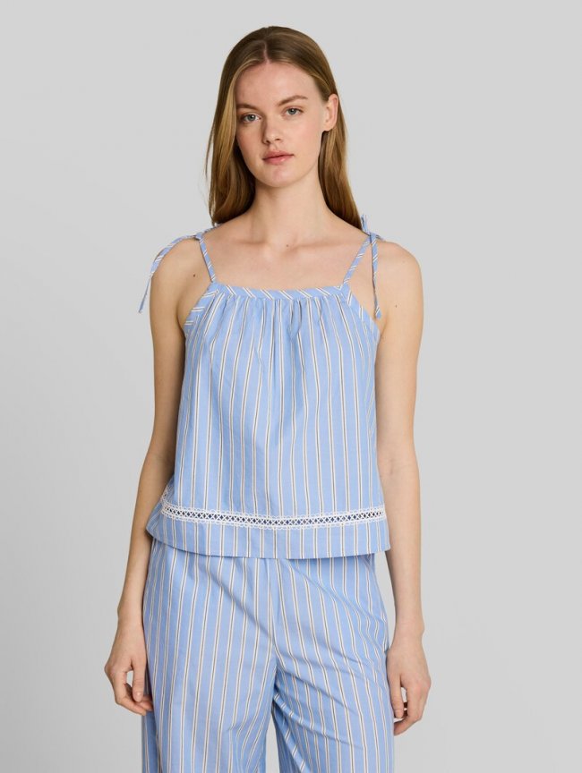 Tom Tailor Blusentop mit Streifenmuster - Blue White Vertical Stripe