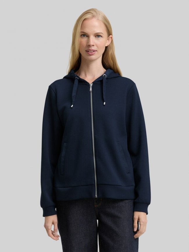 Tom Tailor Hoodie Sweatjacke aus Scuba - Sky Captain Blue Tom Tailor Hoodie Sweatjacke aus Scuba - Sky Captain Blue