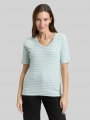 Tom Tailor Slim Fit T-Shirt mit V-Ausschnitt - Blue Haze Offwhite Stripe
