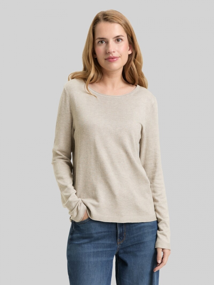 Tom Tailor Basic Strickpullover mit Rundhalsausschnitt - Dark Clouds Grey Melange Tom Tailor Basic Strickpullover mit Rundhalsausschnitt - Dark Clouds Grey Melange