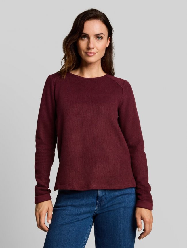 Tom Tailor Cosy Sweatshirt mit Melange-Optik - Dark Preppy Plum Melange Tom Tailor Cosy Sweatshirt mit Melange-Optik - Dark Preppy Plum Melange