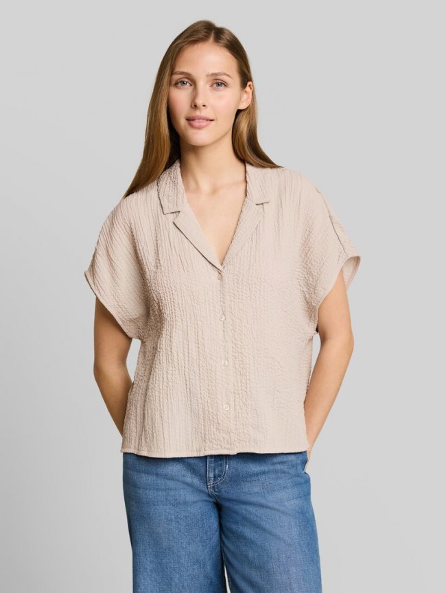 Tom Tailor Seersucker Resort Hemdbluse - Cloud Grey Tom Tailor Seersucker Resort Hemdbluse - Cloud Grey